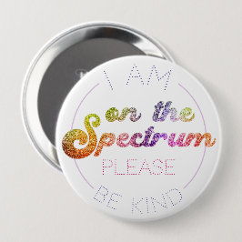 Over het spectrum, Glitter Rainbow, Autisme Awaren Ronde Button 4,0 Cm