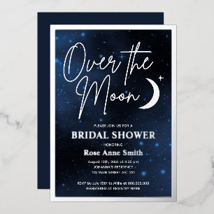 Over het Vrijgezellenfeest van de maan Echte Zilve Folie Uitnodiging