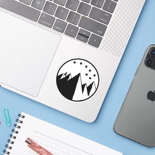 Over Hill Over Dale - Sticker B&W (Ordinateur portable avec iPhone)