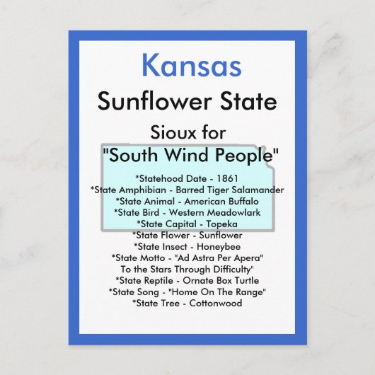 Over Kansas Briefkaart (Voorkant)