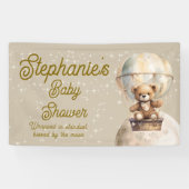 Over maan teddybeer geslachtsneutrale babyshower spandoek (Horizontaal)