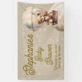 Over maan teddybeer geslachtsneutrale babyshower spandoek (Verticaal)