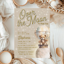 Over Moon Teddybeer Genderneutraal Baby shower