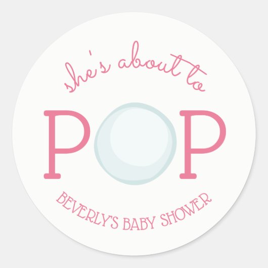 Over naar Pop Bubble Baby shower Sticker Pink (Voorkant)