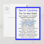 Over North Carolina Briefkaart (Voorkant / Achterkant)