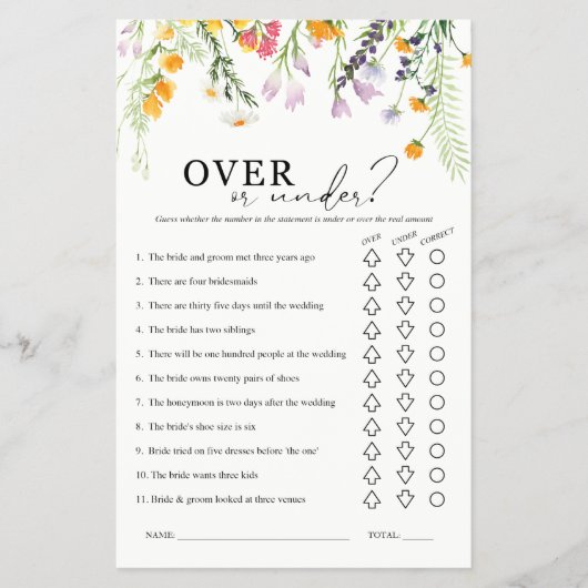 Over of Onder Bruiloftsspellen Wildflowers Flyer (Voorkant)