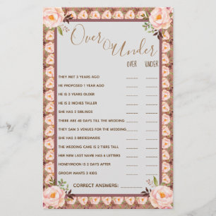 Over of onder de roze Floral Couples Shower Game C Flyer