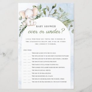 Over of onder Elephant Blue Baby shower Game