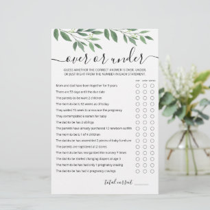 Over of onder Game Baby shower party game