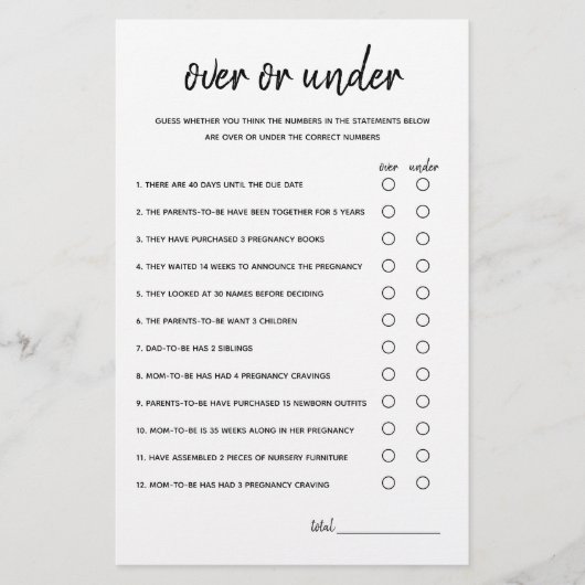 Over of onder het minimalistische Baby shower (Voorkant)