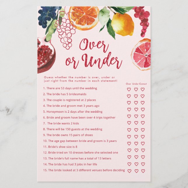 Over of onder Off the Market Bruiloft spel (Voorkant)