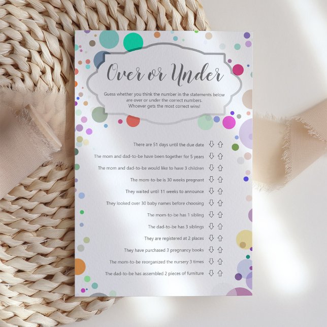 "Over of onder" Polka Dots Baby shower Game (Creator heeft geüpload)
