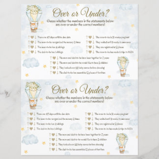 Over onder Baby shower game - Hot Air ballon