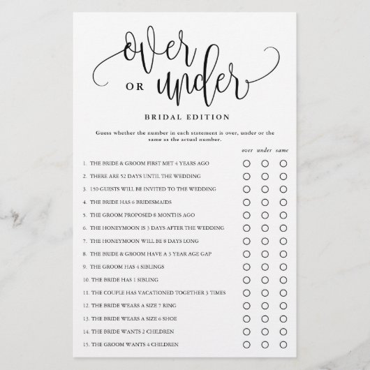 Over Onder Vrijgezellenfeest bewerkbare Paper Game Flyer (Voorkant)