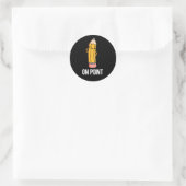 Over Point Funny Pencil Pun Dark BG Ronde Sticker (Tas)