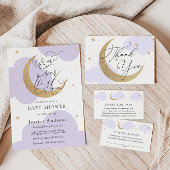 Over the Gold Moon Purple Baby Shower invitation