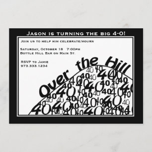 Over the Hill 40th Birthday Party Invitation Kaart