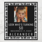 Over the Hill 50ste verjaardag met foto Wijn Etiket (Enkel label)