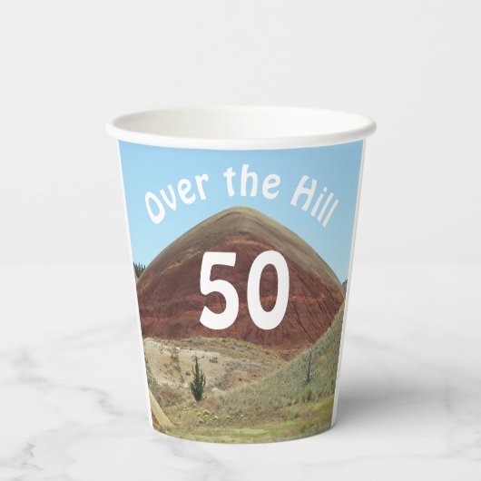Over the Hill 50th Birthday Milestone Papieren Bekers (Achterkant)