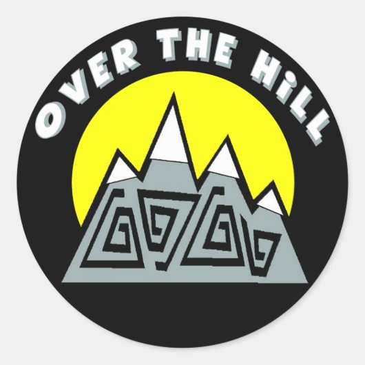 Over The Hill 50th Birthday Sticker (Voorkant)