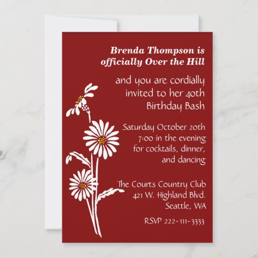 Over the Hill Birthday Party Invitation Kaart (Voorkant)