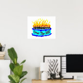 Over the Hill Flaming Birthday Cake Poster (Thuiskantoor)
