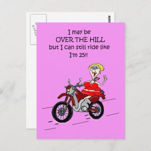 OVER THE HILL HOT MAMA BIKER POST CARD BRIEFKAART (Voorkant / Achterkant)