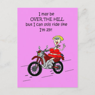 OVER THE HILL HOT MAMA BIKER POST CARD BRIEFKAART