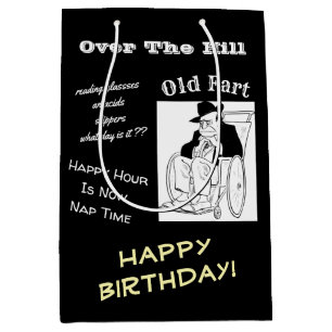 Over the Hill Old Fart Funny Man Birthday Paper Medium Cadeauzakje