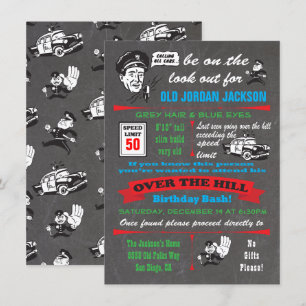 Over the Hill Police Cop Birthday Invitation Kaart