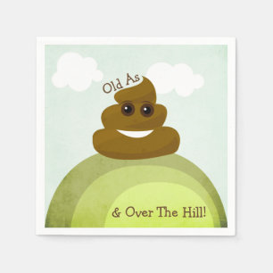 Over the Hill Poop Emoji Birthday Party Napkins Servetten