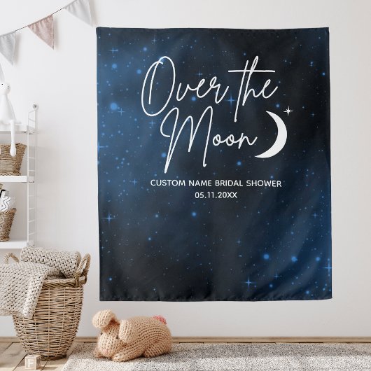 Over The Moon Achterwand Bruidsmeisjesfeest Vertic Wandkleed