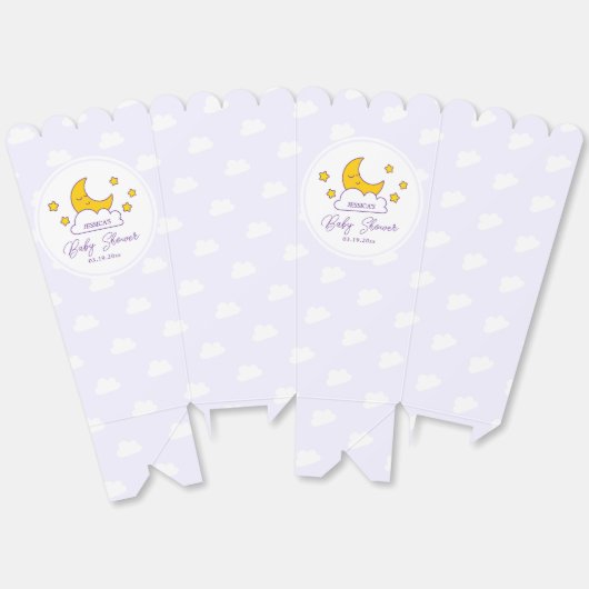 Over the Moon and Stars Genderneutraal Baby shower Bedankdoosjes (Ongevouwen)