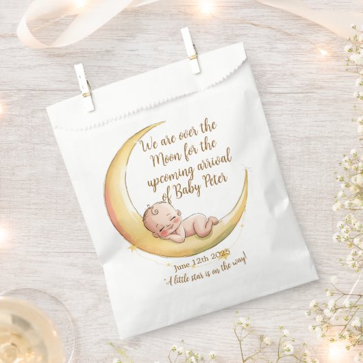 Over the Moon Baby Baby shower met hemelse thema's Bedankzakje (Geknipt)