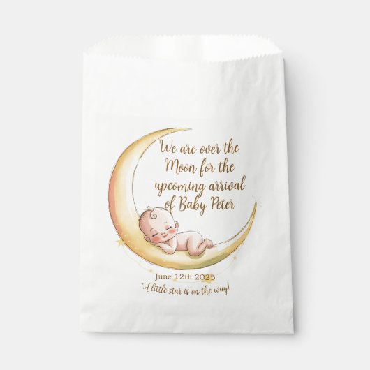 Over the Moon Baby Baby shower met hemelse thema's Bedankzakje (Voorkant)
