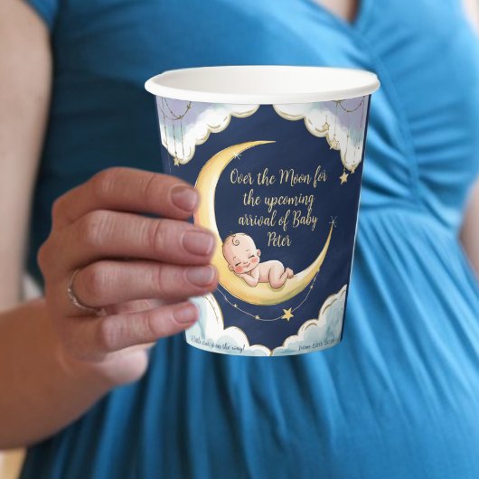 Over the Moon Baby Baby shower met hemelse thema's Papieren Bekers