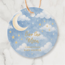 Over the Moon Baby Shower Bedankjes Labels