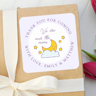 Over the Moon Baby shower bedankt voor je komst Vierkante Sticker