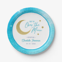 Over the Moon Baby shower Borden - Blauwe Waterver