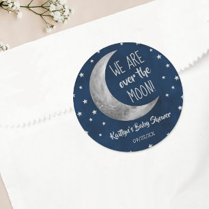 Over the Moon   Baby shower Classic Round Sticker
