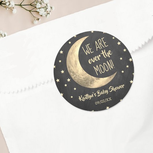 Over the Moon | Baby shower Classic Round Sticker