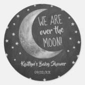 Over the Moon | Baby shower Classic Round Sticker (Devant)
