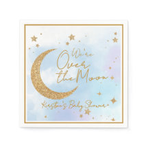 Over the Moon Baby Shower Cocktail Napkin