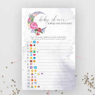 Over the Moon Baby shower Emoji pictionary game