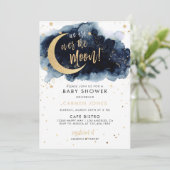 Over the Moon Baby shower Invitation, Blue Cloud I Kaart (Staand voorkant)