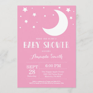 Over the Moon Baby shower Invitation Roze Kaart
