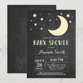 Over the Moon Baby shower Invitation Yellow Kaart (Voorkant / Achterkant)