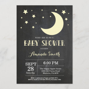 Over the Moon Baby shower Invitation Yellow Kaart