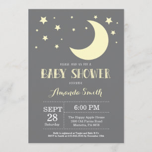 Over the Moon Baby shower Invitation Yellow Kaart