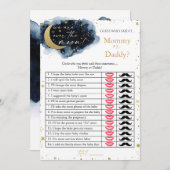 Over the Moon Baby Shower Mommy Or Daddy Game Card Kaart (Voorkant / Achterkant)